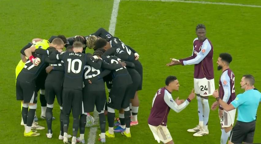 赏金女王-还踢不踢，维拉球员不满切尔西球员在中圈进行集合喊话